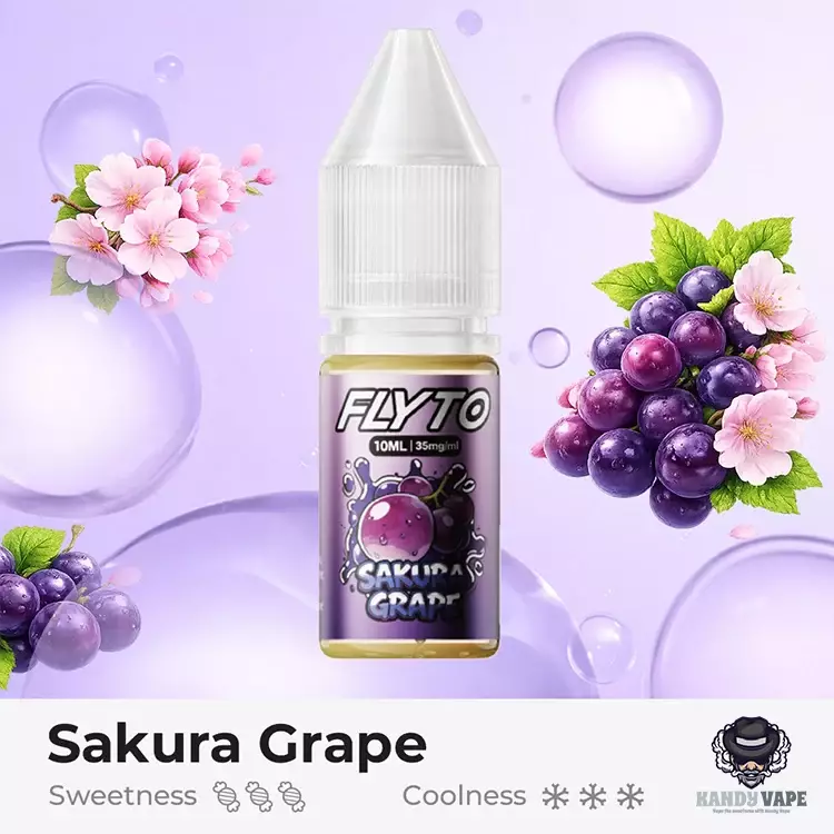FLYTO 10ML NIC SALT E-LIQUID - Sakura Grape