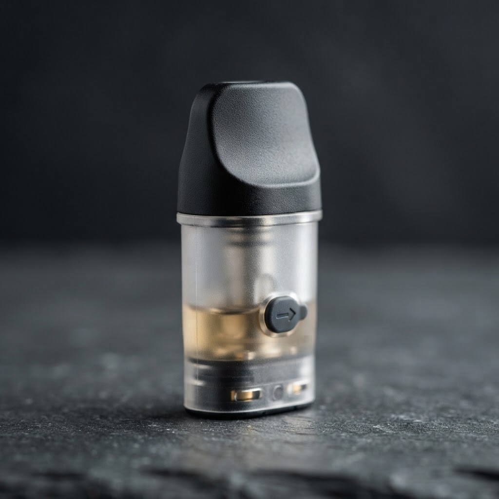 Caliburn G4 Pro vs G5 Koko: Verified Specs for Dhaka Uwell GPP Alpha pod macro detail showing soft touch TPU mouthpiece and side fill port on dark surface
