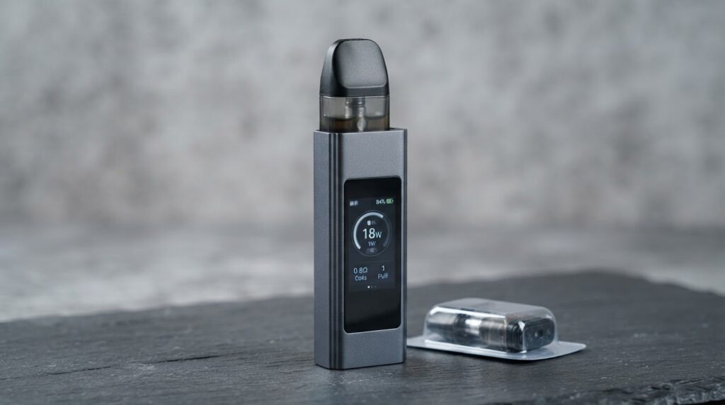 Uwell Caliburn G4 Pro pod system device Bangladesh review -- matte finish with touchscreen display and GPP pod seated
