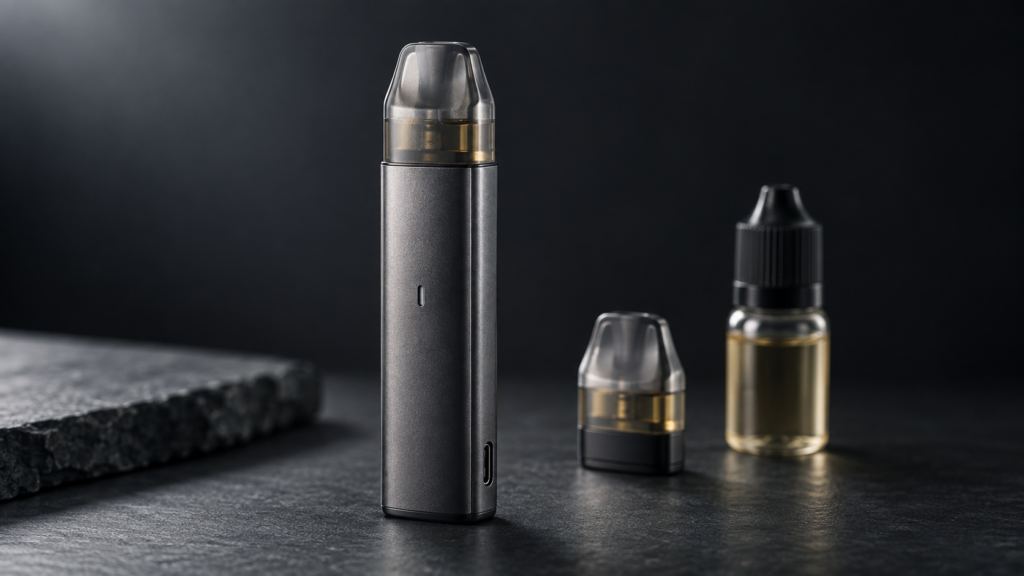 Best vapes under 2000 BDT — authentic MTL refillable pod kit with USB-C charging, shown in studio product photography for KandyVape Dhaka.