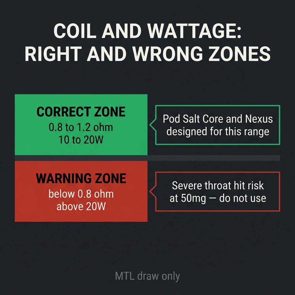 Pod Salt Core vs Nexus: Which Strength Is Wrong for You? pod salt coil resistance wattage pairing